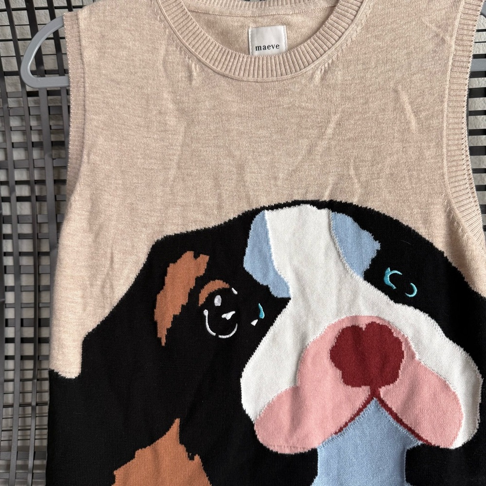 Anthropologie Maeve wool blend sleeveless dog sweater - Picture 4 of 7